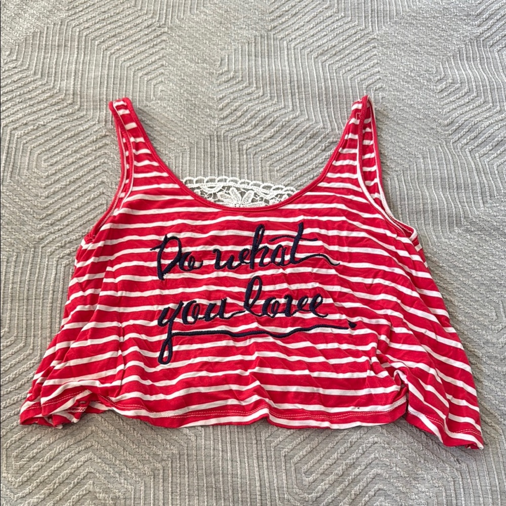 Love Tree Red and White Striped Tank Top
